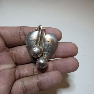 Vintage Taxco Mexico Sterling Silver Leaf Pin Brooch Artisan Signed Weighs 8 Gra